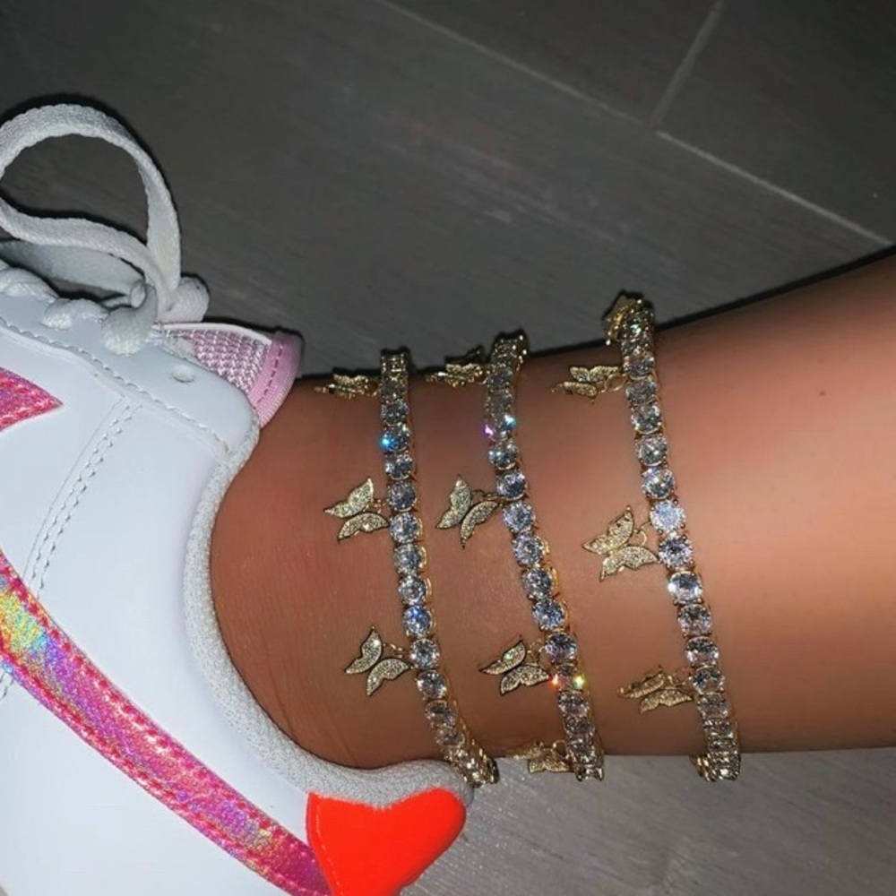 gold butterfly anklet